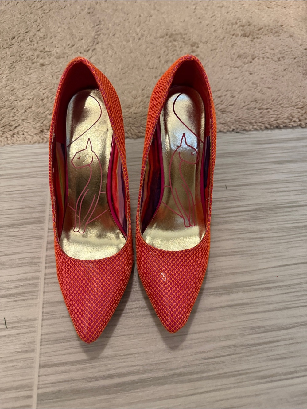 Baby Phat Orange Pointed-Toe Mesh Pumps